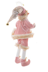 18" Hangable Pink and Gold Cloth Elf Chef Figurine with Adjustable Legs