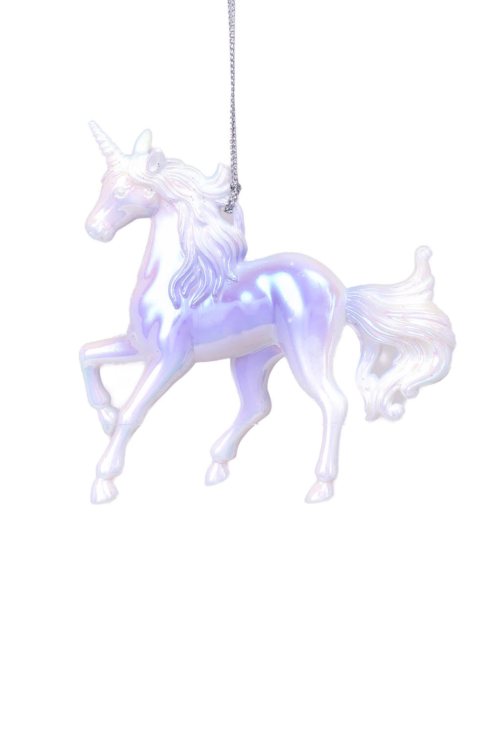 10.2" Hanging Iridescent White and Purple Acrylic Unicorn Ornament