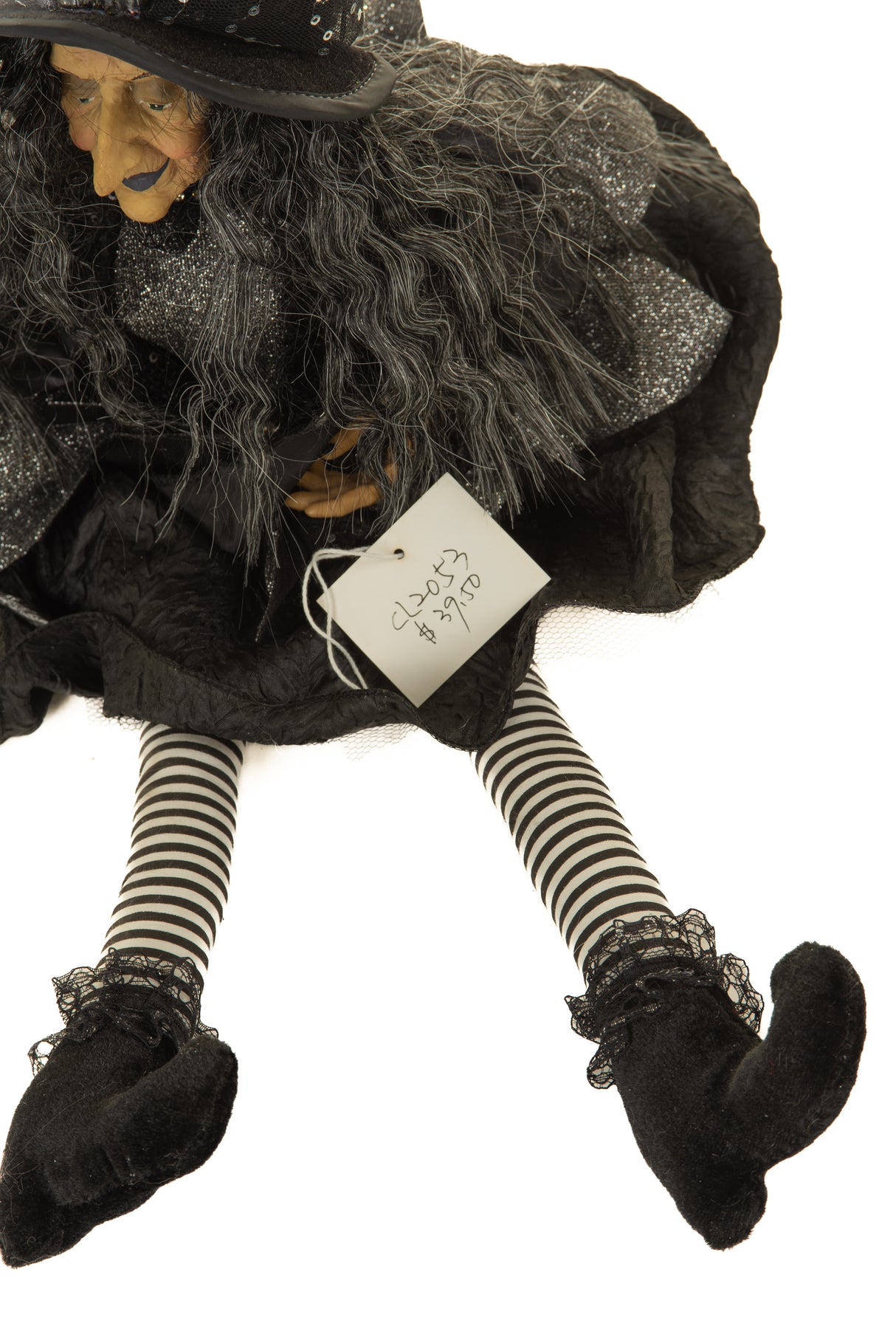 20" Sitting Black Cloth Adorable Witch Figure with Scepter