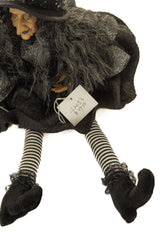 20" Sitting Black Cloth Adorable Witch Figure with Scepter