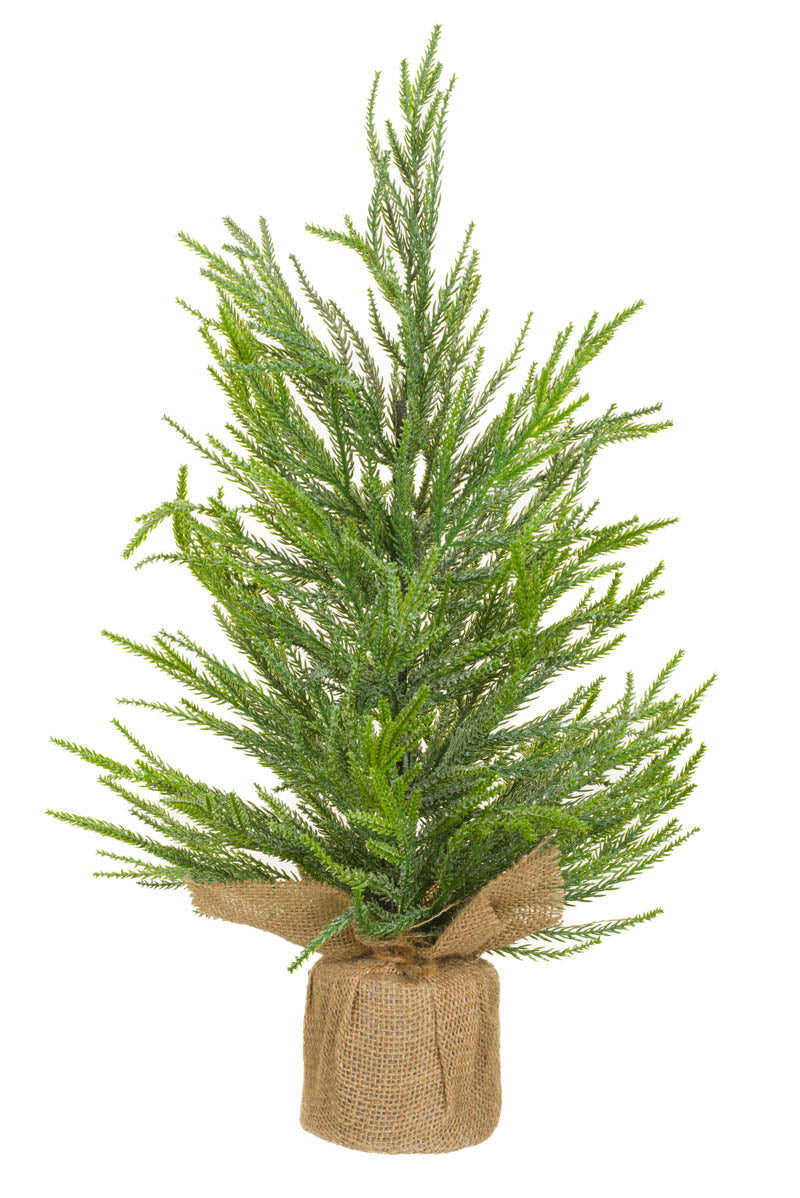24" Frosted Sparkly Green Plastic Norway Spruce Table Top Tree with Cement Base