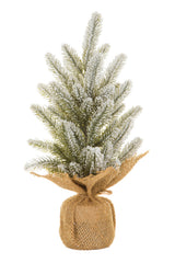 14" Frosted Green and White Pvc Christmas Tree with Burlap Wrapped Base