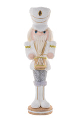 24" Striped White and Gold Cloth Drummer Nutcracker