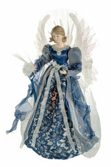 18" Blue Cloth Large Modern Fiber Optic Angel Tree Topper