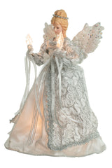 12" White and Silver Cloth Vintage 10-Light Angel Tree Topper