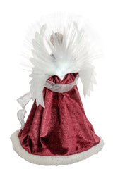 18" Red and White Cloth Large Modern Fiber Optic Angel Tree Topper