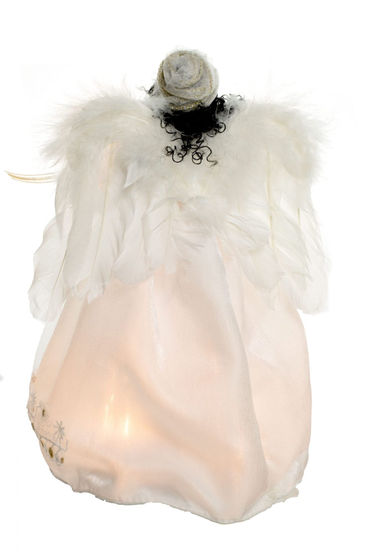 12" Ivory Cloth African 10-Light Angel Tree Topper