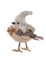 8.5" Cream and Gold Furry Owlet Figurine with Twig Wings