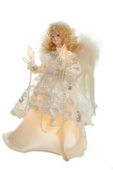 9" Ivory Cloth Small 10-Light Angel Tree Topper