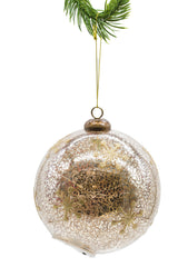 5.63" Hanging Yellow Glass Light-Up LED Ornament with Santa On The Job