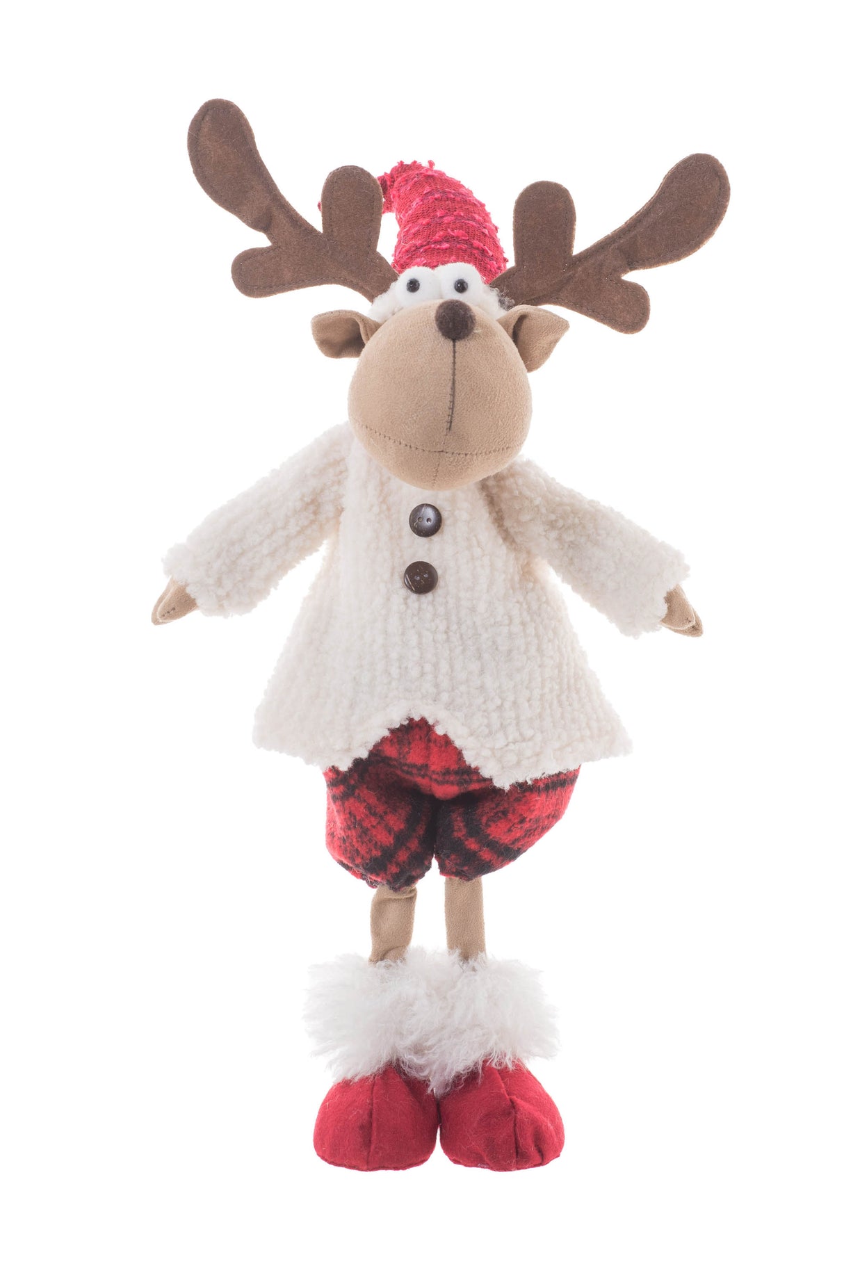 21.5" Red and White Fleece Moose Figurine