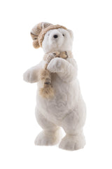 21.5" White and Beige Furry Bear Figurine