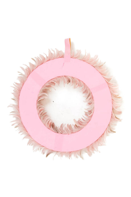 19" Hangable Pink Foam Feathery Wreath