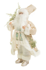 19" Cream and Ivory Polyester Santa Claus Figurine with Sea Shells