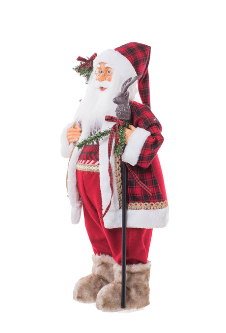 24" Plaid Red Cloth Woodsman Santa Figurine