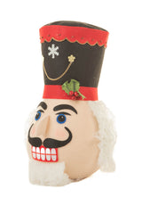 16" Black and Red Cotton Nutcracker Head Tree Topper