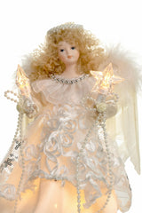 9" Ivory Cloth Small 10-Light Angel Tree Topper