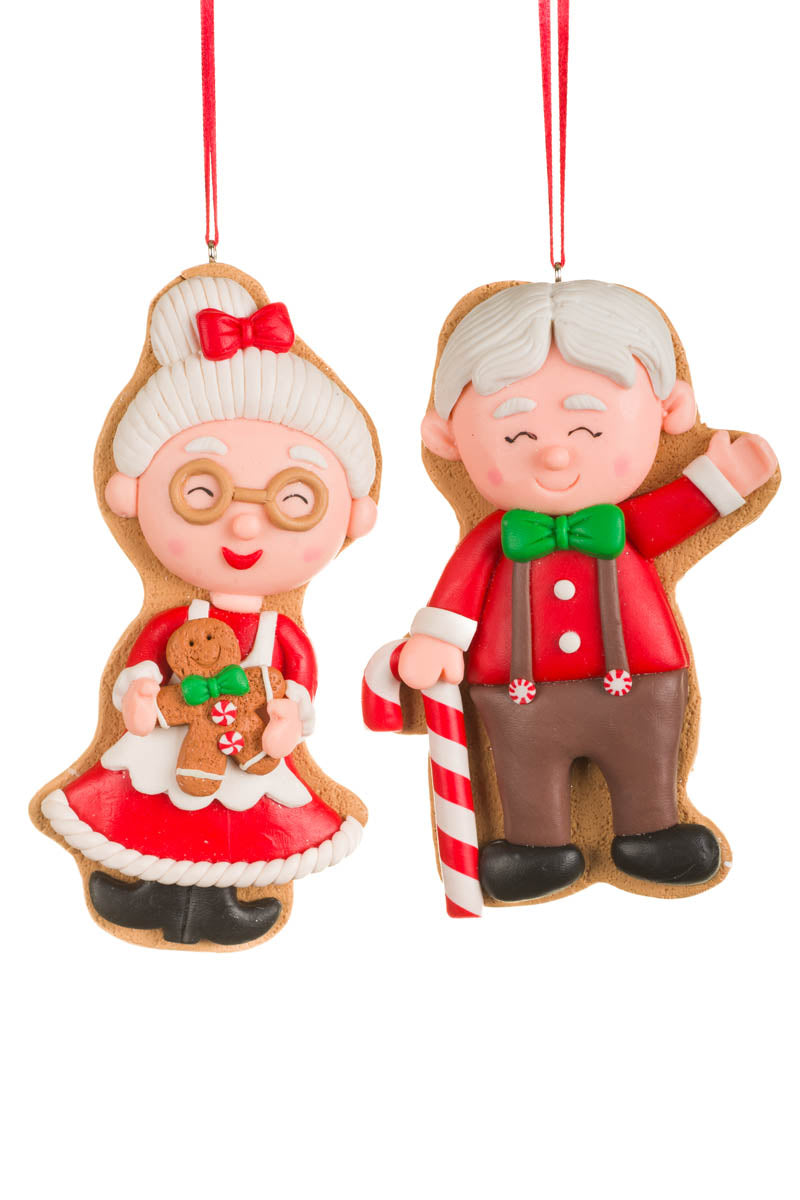 5.5" Red and White Clay Mr. and Mrs. Claus Ornament