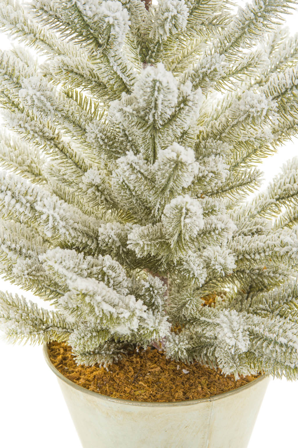 48" Flocked Green and White Pvc Silver Planter Christmas Tree with Frosted Branches
