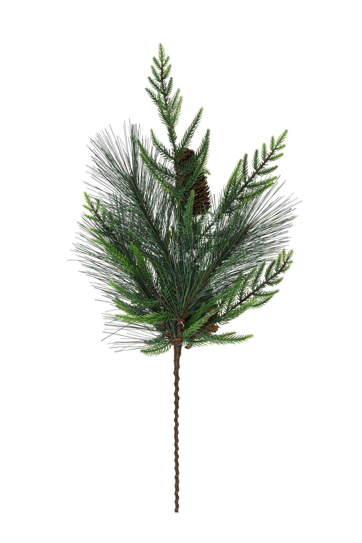 24" Green Pvc Scottish Pine Spray with Pinecones