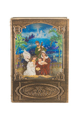 7.5" Musical Brass Glass Bookend LED Snow Globe with Nativity