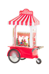 27" Candycane Red Plastic Santa's Workshop Cart LED Snow Globe with The Toyshop