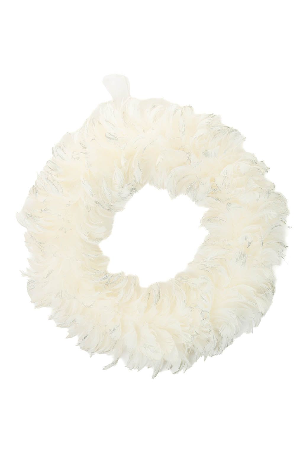 22" Hangable White Foam Feathery Wreath