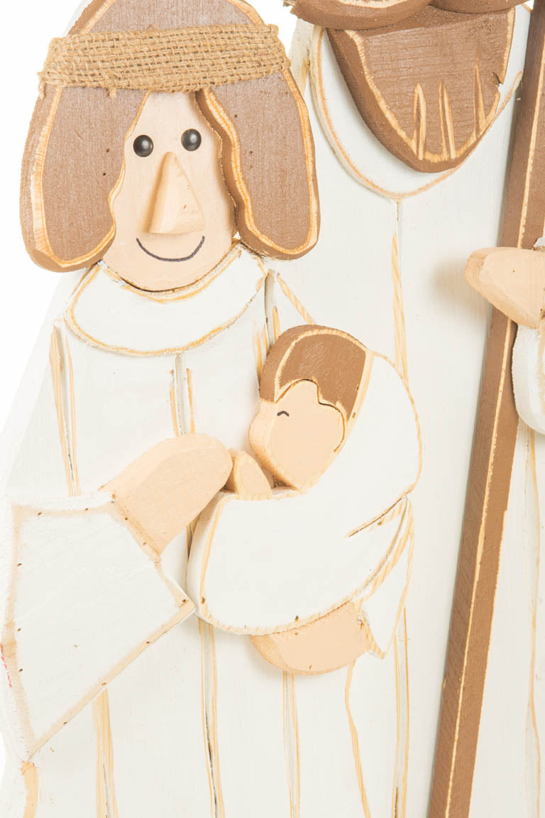 34" White and Brown Wood Nativity Ornament