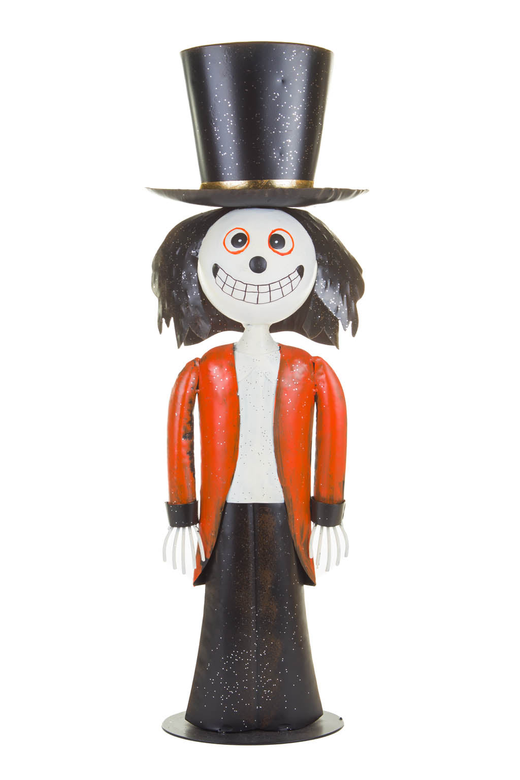 27.5" Black and White Metal Mr. Skellington Figure