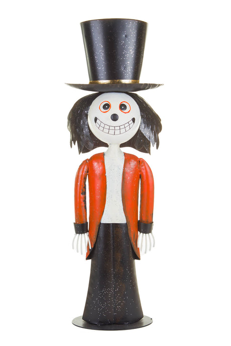 27.5" Black and White Metal Mr. Skellington Figure