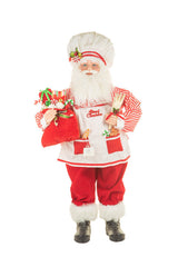 39" Large Candycane Red and White Cloth Chef Santa Figurine Ready To Cook