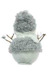 6" Gray and White Cloth Happy Snowman with Fuzzy Coat
