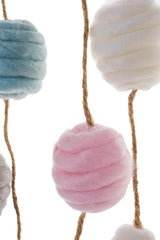 59" Hanging Rainbow Wool Ball Bunting