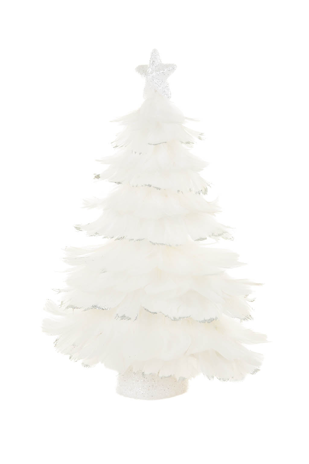 15" White Foam Star Topper 11 Tier Decorative Feather Christmas Tree