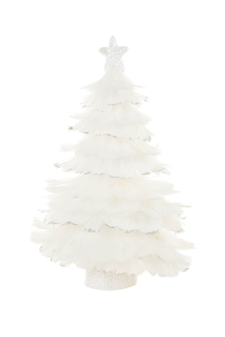 15" White Foam Star Topper 11 Tier Decorative Feather Christmas Tree