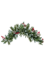 27.5"Silver Pvc Mixed Tip Pine Swag with Pinecones and Berries