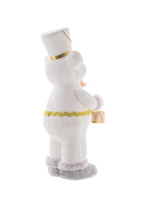 88" White and Gold Furry Bear Figurine with Bowtie