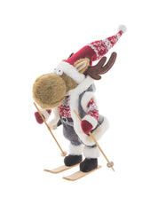 14" Striped Gray and Brown Cloth Moose Figurine