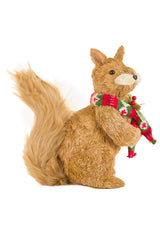 12.5" Caramel Foam Squirrel Figurine with Leafy Scarf