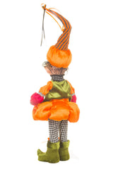 17" Orange and Green Cloth Elf Boy Doll with Pumpkin Hat