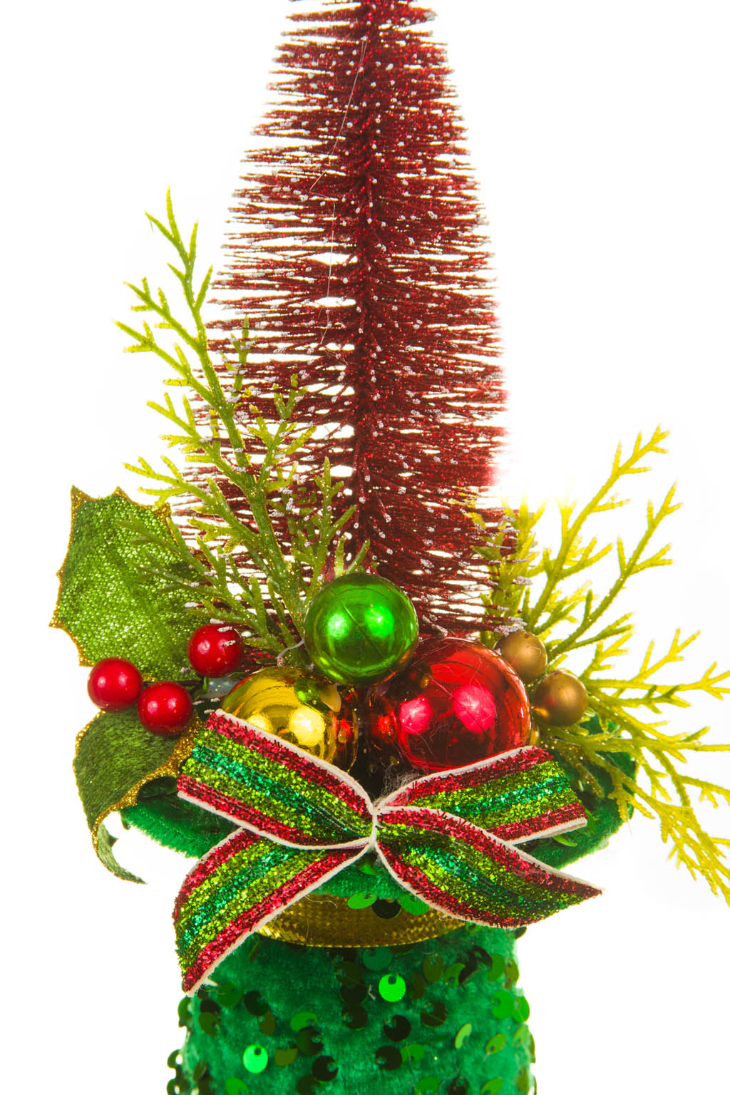 10" Red and Green Cloth Christmas Tree Party Hat
