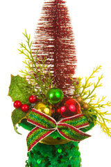 10" Red and Green Cloth Christmas Tree Party Hat