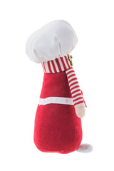 12.5" Striped White and Red Cloth Chef Santa Gnome