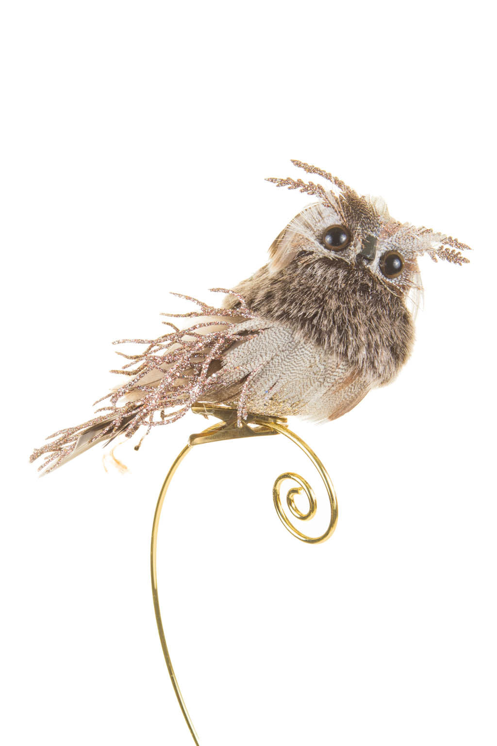 5" Clip-On Brown Foam Great Horned Owl Ornament with Twig Wings