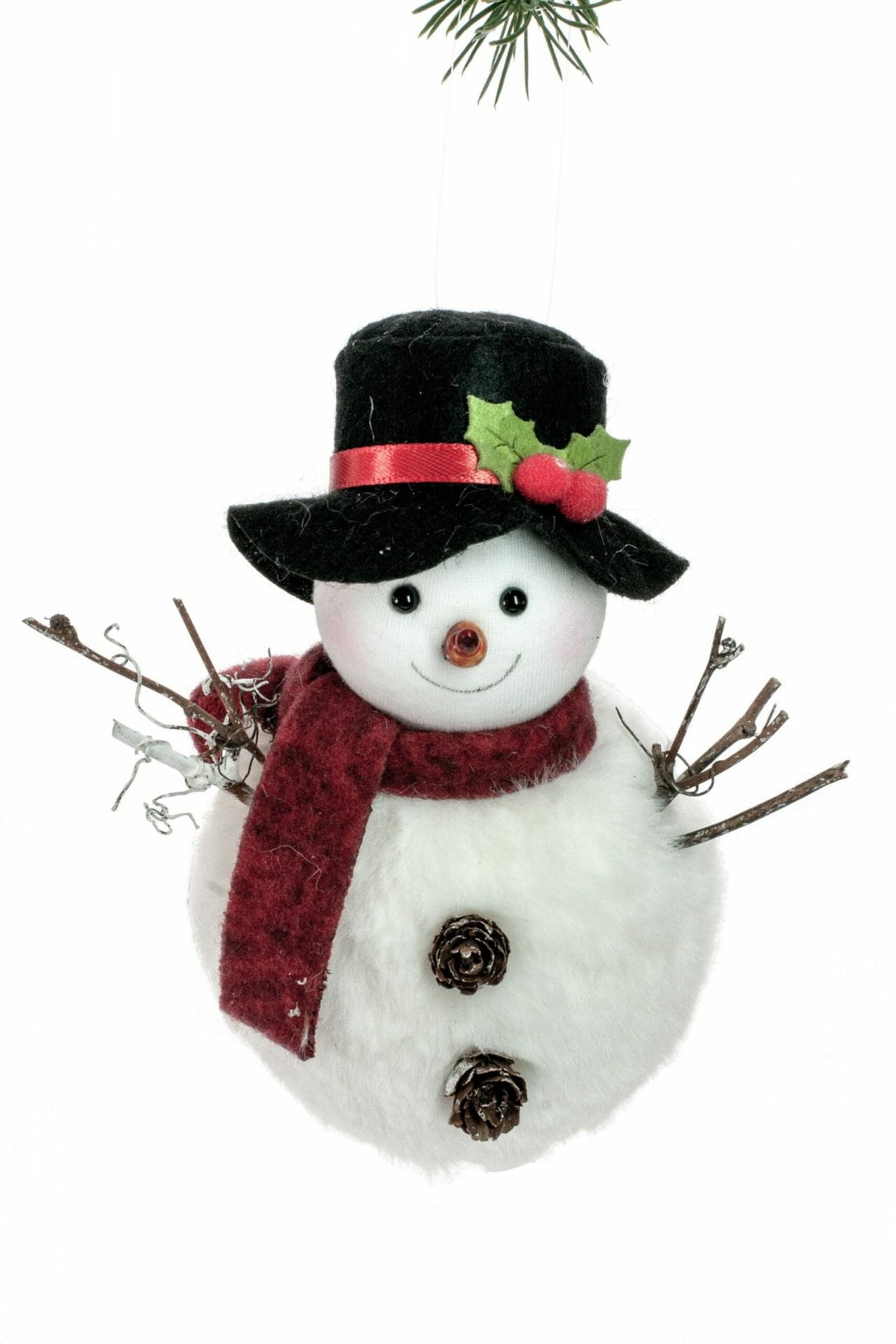 5.5" White Cloth Snowman with Red Scarf