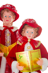 41.5" Set of 4 Red and Black Cloth Jolly Caroler Set