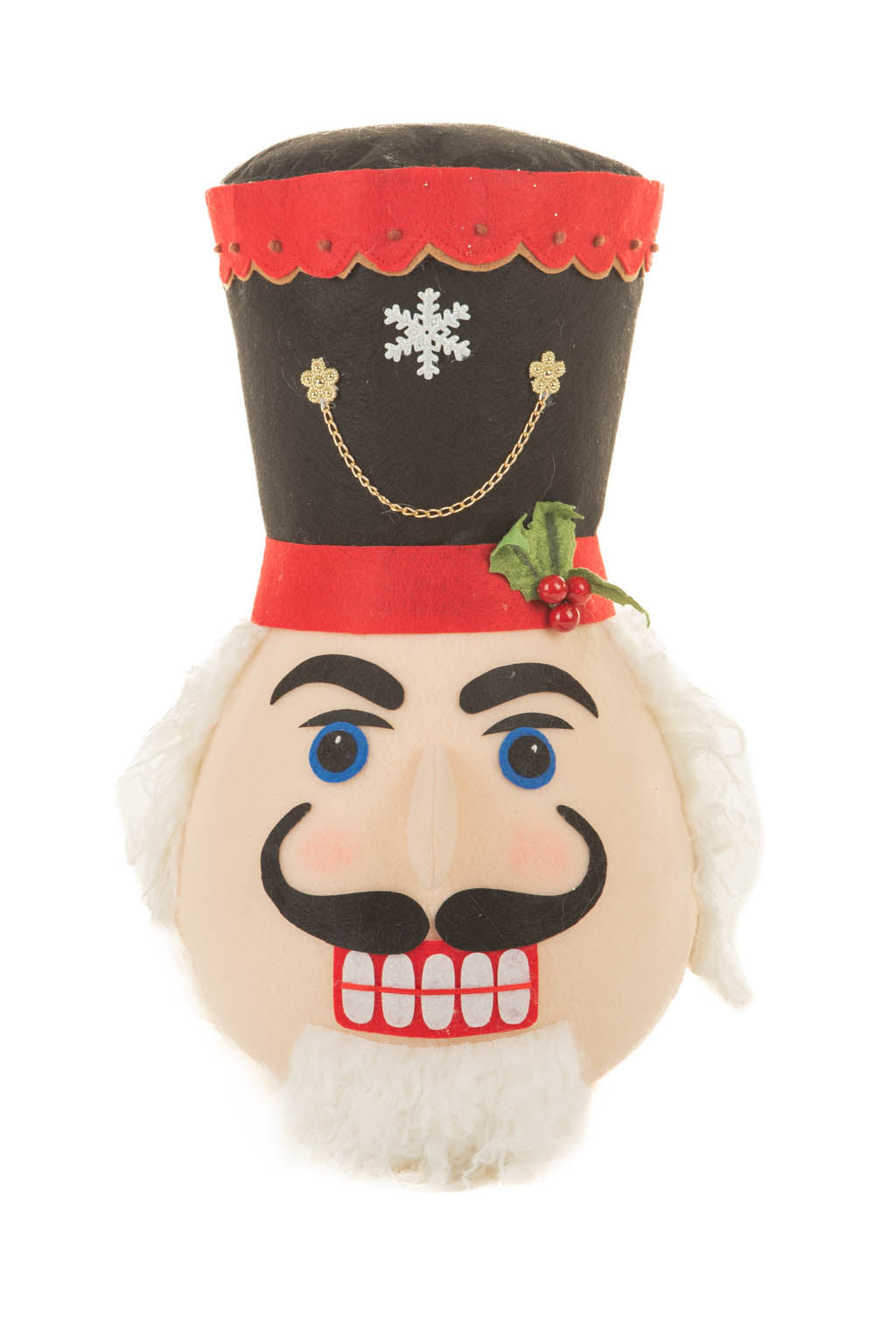 16" Black and Red Cotton Nutcracker Head Tree Topper