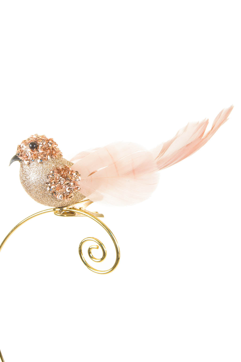 6" Googly-Eyed Clip-On Rose Gold Foam Bird Ornament with Glittered Body
