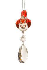 5.5" Hanging Red Acrylic Glancing Cardinal Ornament with Crystal Pendant- 2 Styles