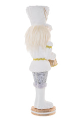 24" Striped White and Gold Cloth Drummer Nutcracker